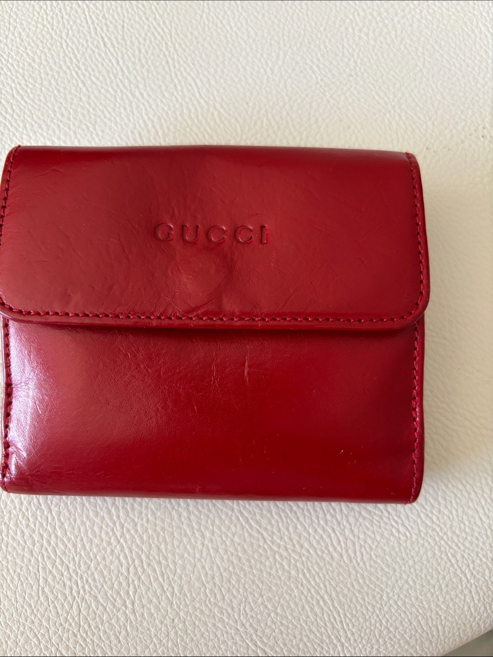 Gucci Red Leather Compact Wallet